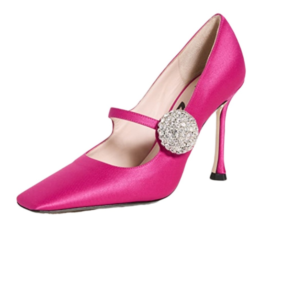 Vibrant Pink Stiletto Heels with Crystal Embellishment